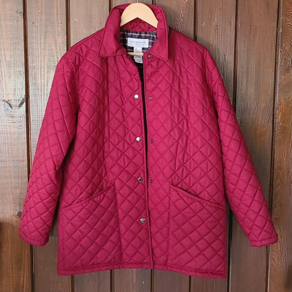 Liz Claiborne Lizsport Red Quilted Jacket  size L